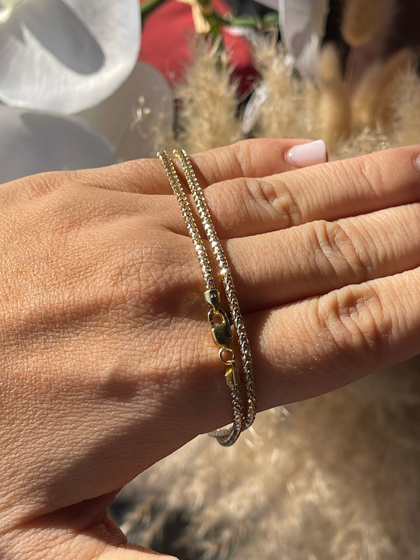 14K Solid Gold Bracelets • Ball Dainty Chain • Paperclip Bracelet • Dainty Arm Party Chains  • Bracelet Stack