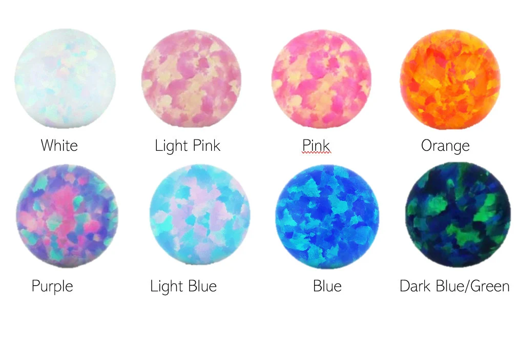 14K White Gold Lab Created Synthetic Opal Fiery Screwback Studs