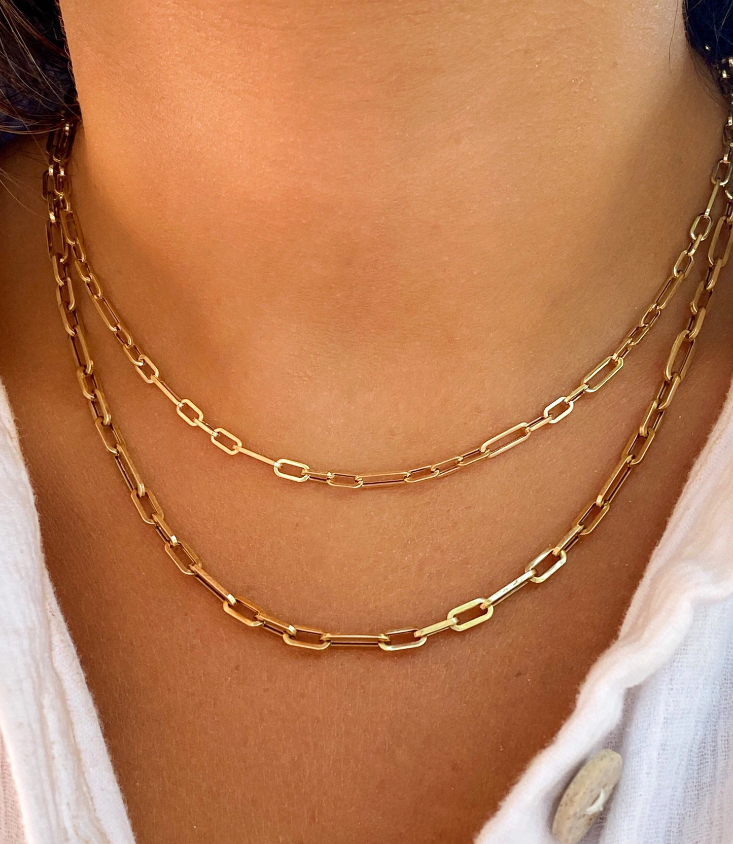 14K Gold Paperclip Figaro Chain | Unisex Chains | 14K Gold Chains
