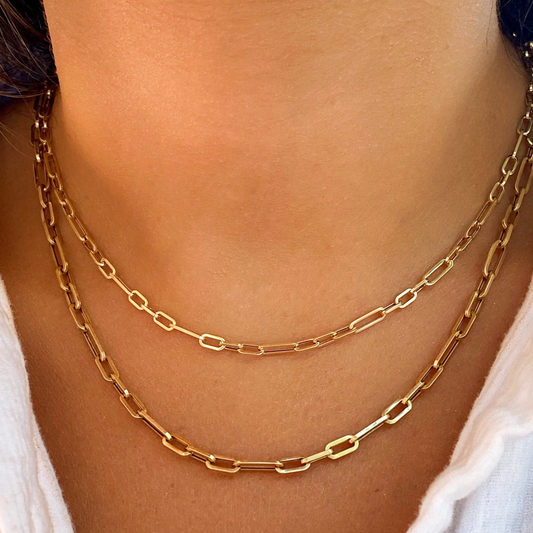 14K Gold Paperclip Figaro Chain | Unisex Chains | 14K Gold Chains