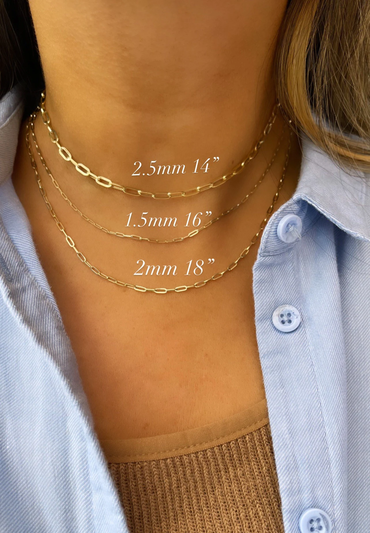 14K Gold Paperclip Chain | Unisex Paperclip Chains | 14K Gold Chains |  Mothers Day Gift