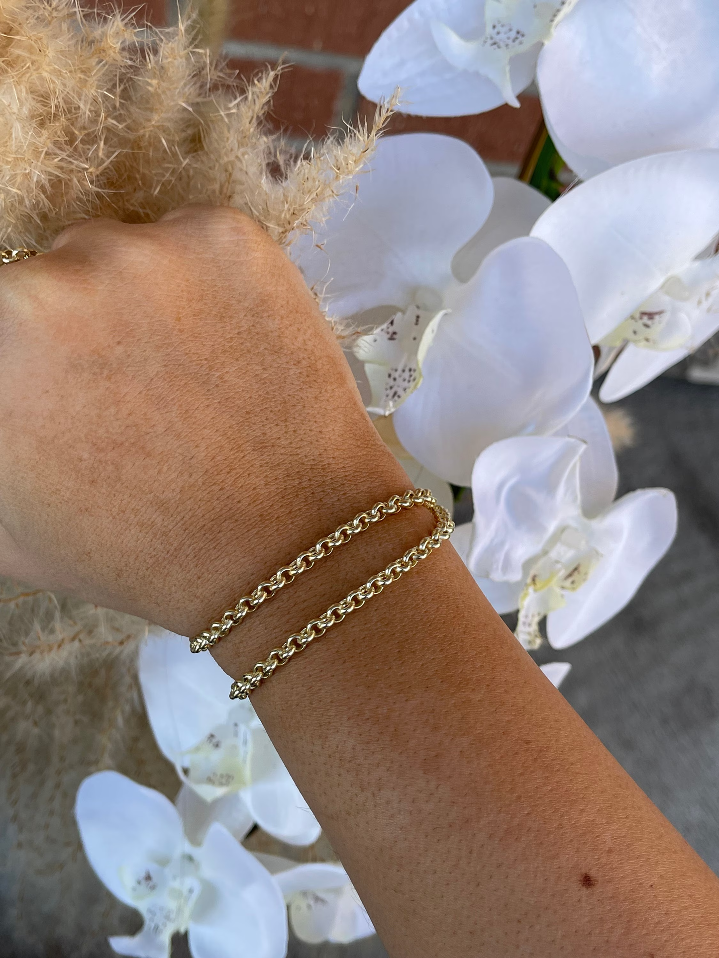 14K Solid Gold Bracelets • Ball Dainty Chain • Paperclip Bracelet • Dainty Arm Party Chains  • Bracelet Stack