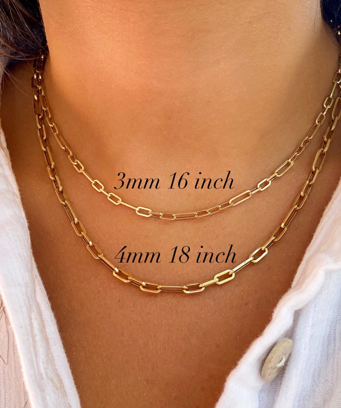 14K Gold Paperclip Figaro Chain | Unisex Chains | 14K Gold Chains