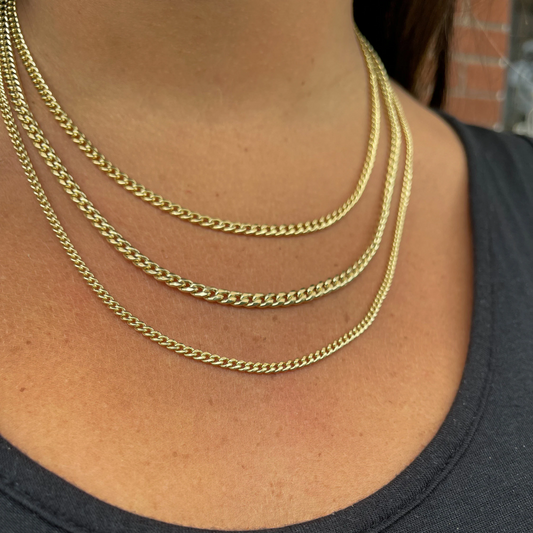 14K Gold Miami Cuban Chain | Link Chain Necklace | 14K Cuban Bracelet | Unisex Gold Cuban Chain 7.5"-24"