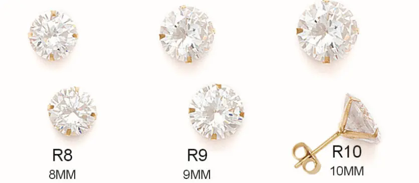 14K Pure Solid Gold Light Prong Martini Set Earrings| Round Solitaire Cut Studs | Gold Pushback Studs