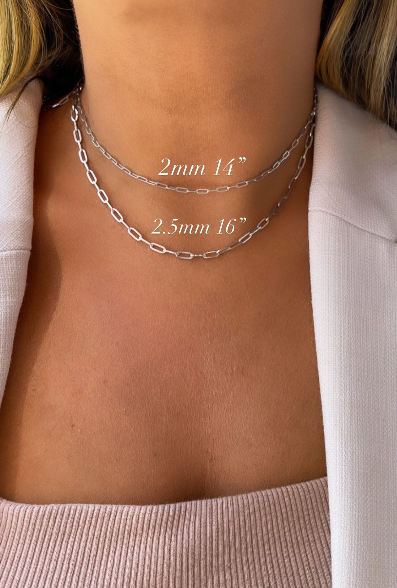 14K White Gold Paperclip Chain | Paperclip Chains | 14K Gold Chains