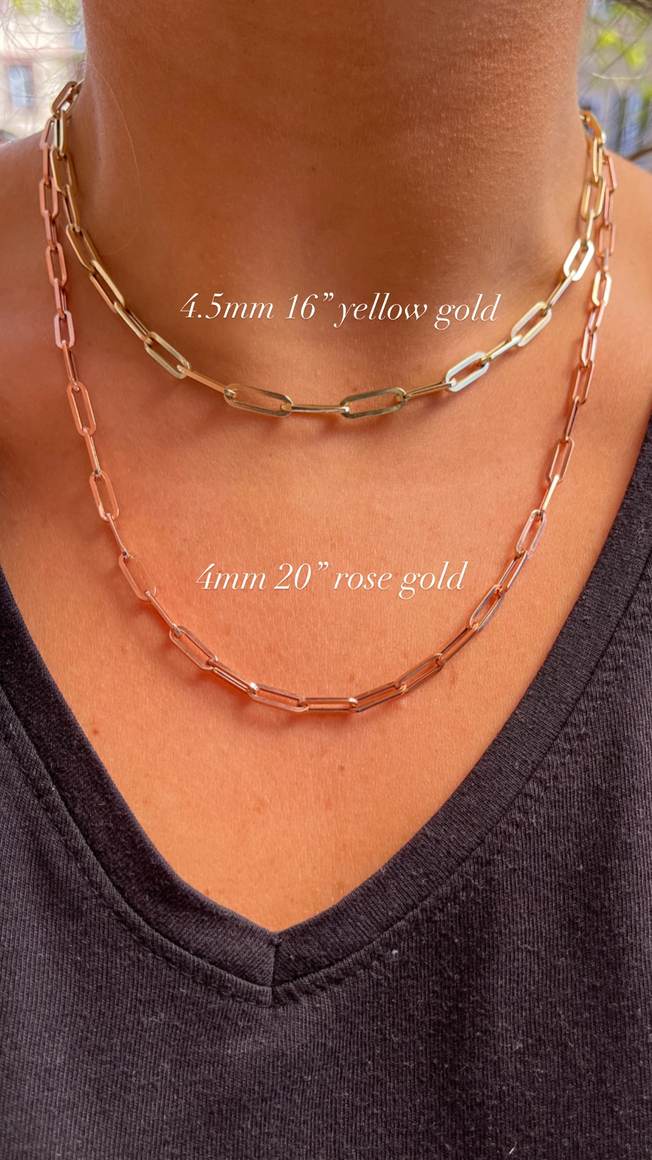 14K Rose Gold Paperclip Chain | Unisex Paperclip Chains | 14K Rose Gold Chains