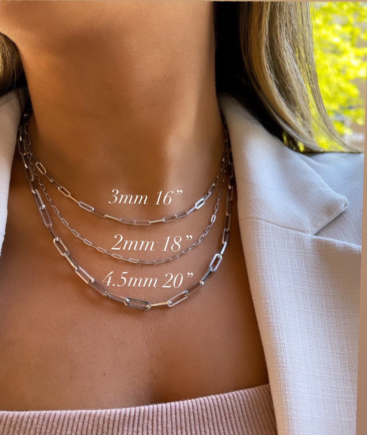 14K White Gold Paperclip Chain | Paperclip Chains | 14K Gold Chains