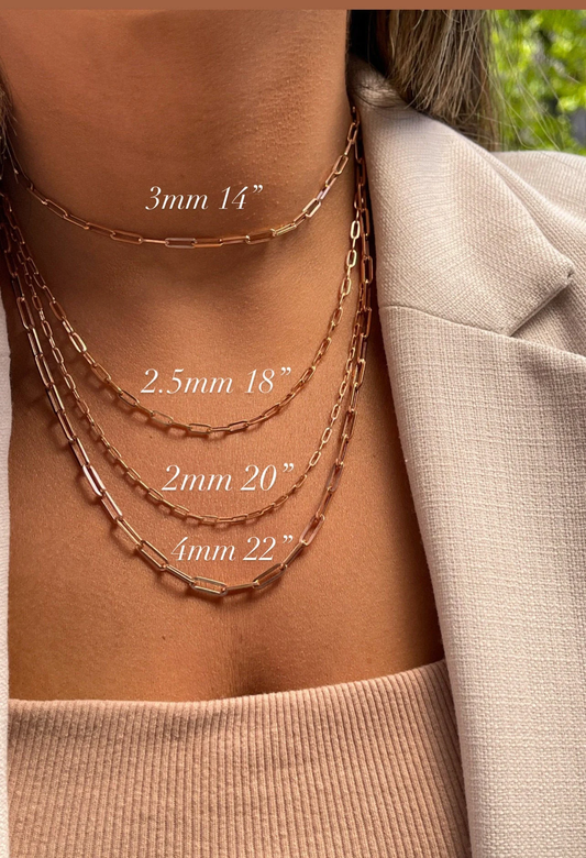 14K Rose Gold Paperclip Chain | Unisex Paperclip Chains | 14K Rose Gold Chains