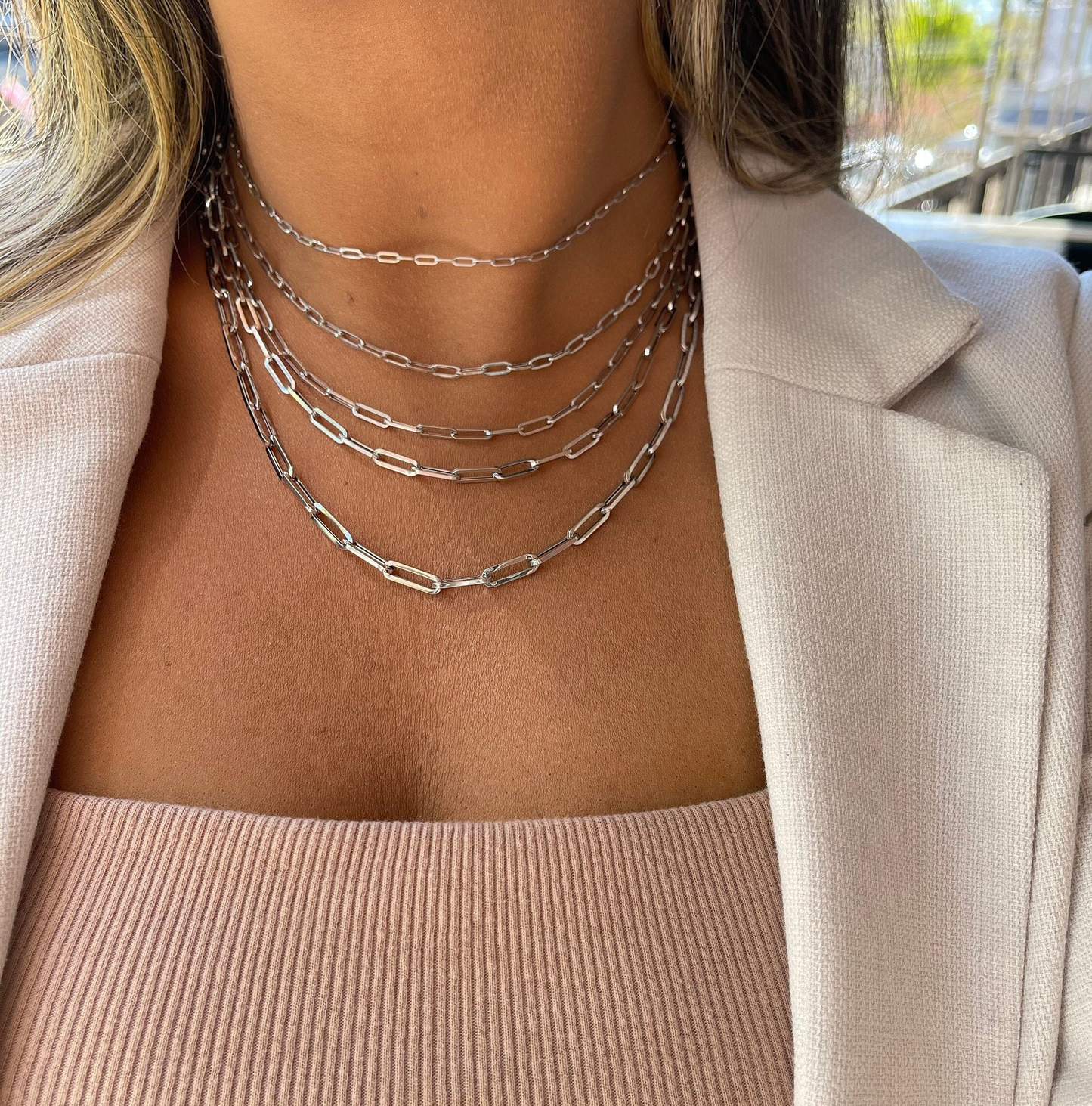 14K White Gold Paperclip Chain | Paperclip Chains | 14K Gold Chains