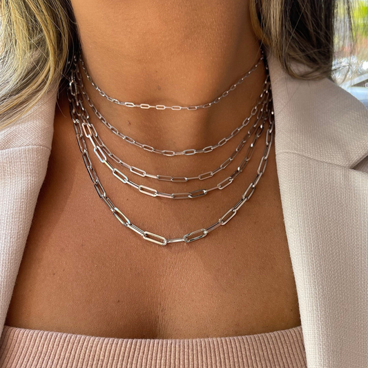 14K White Gold Paperclip Chain | Paperclip Chains | 14K Gold Chains