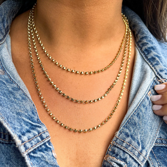 Trendy 14K Solid Gold Tibet Dainty Spike Ball Chain