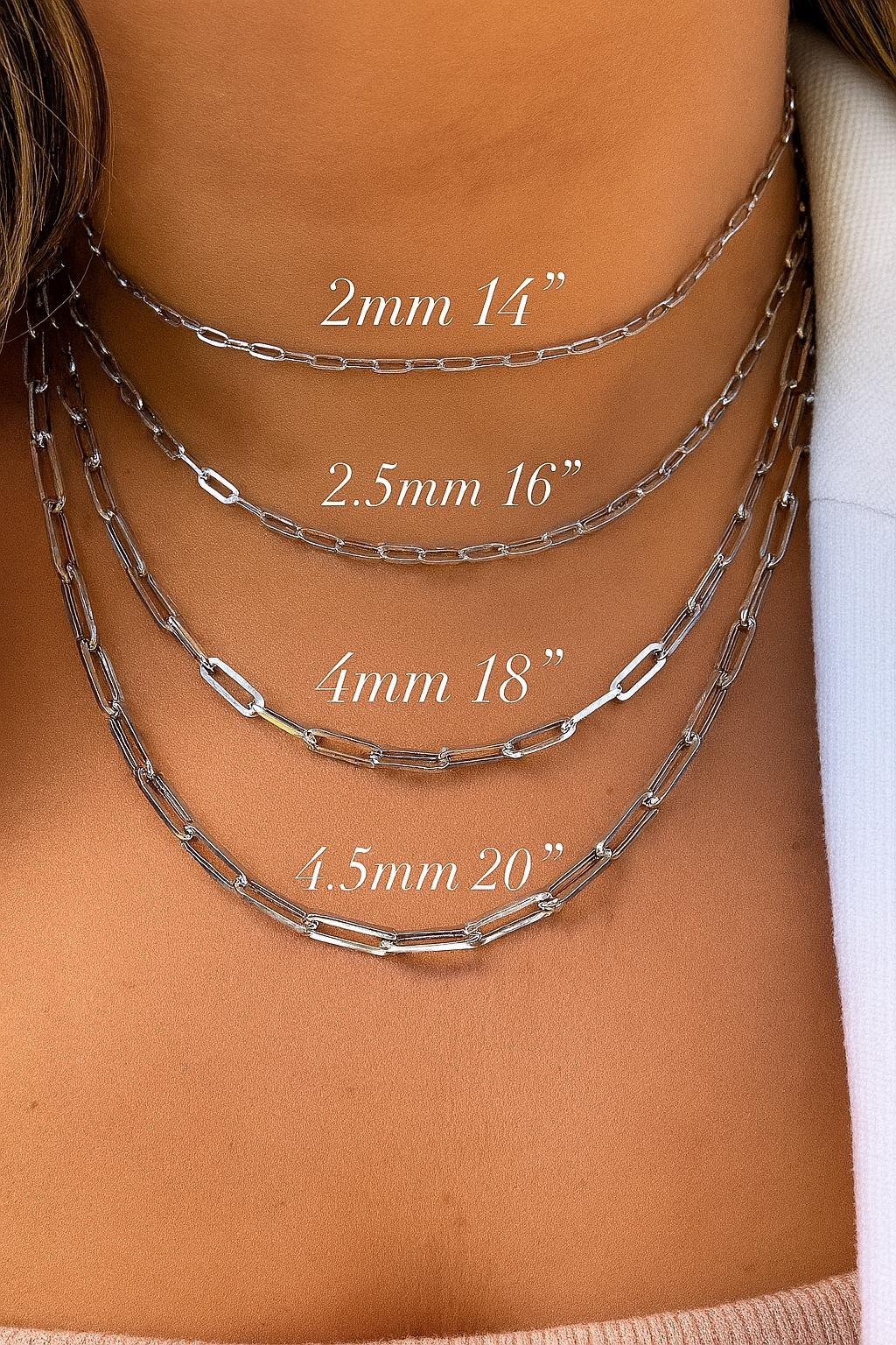 14K White Gold Paperclip Chain | Paperclip Chains | 14K Gold Chains