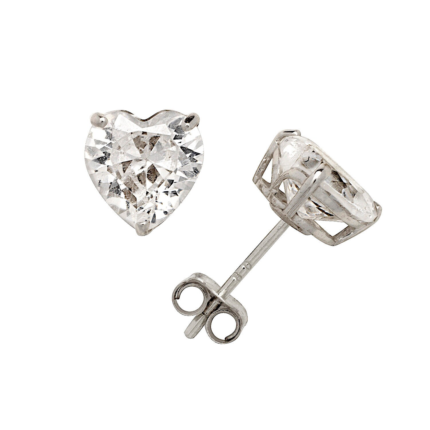 14K Solid Gold Classy Heart Cut Pushbacks Studs | Gold Heart Solitaire Earrings