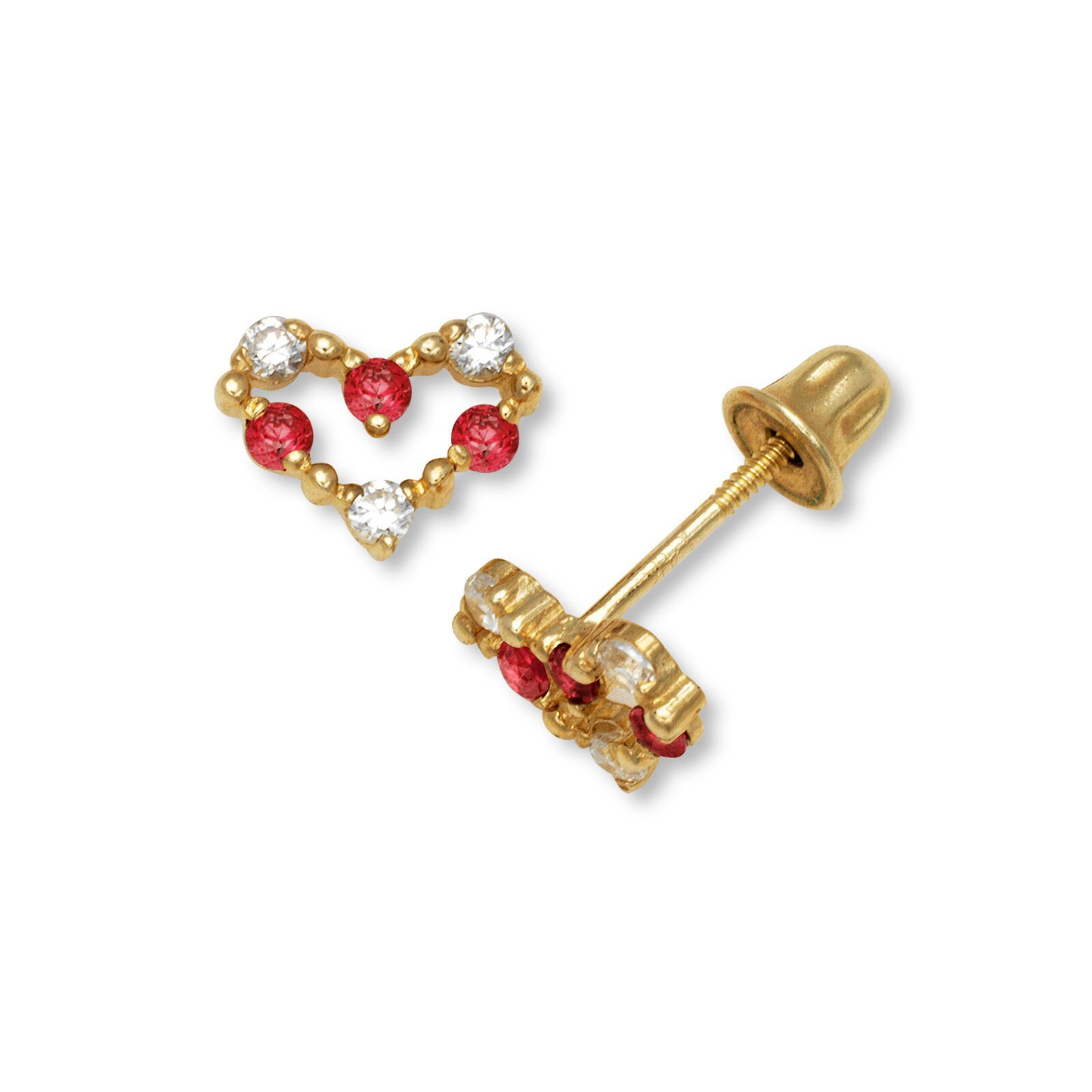 14K Solid Gold Heart Shaped Birthstone Earrings| Garnet | Ruby | Sapphire | Emerald