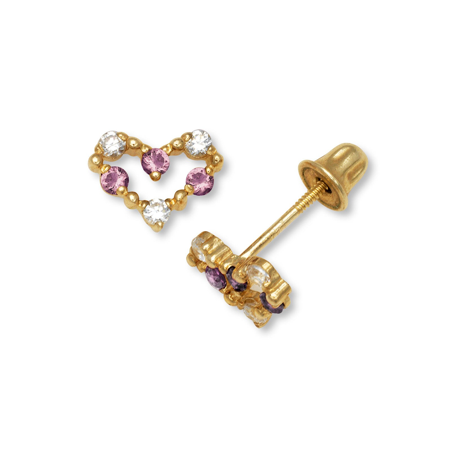14K Solid Gold Heart Shaped Birthstone Earrings| Garnet | Ruby | Sapphire | Emerald