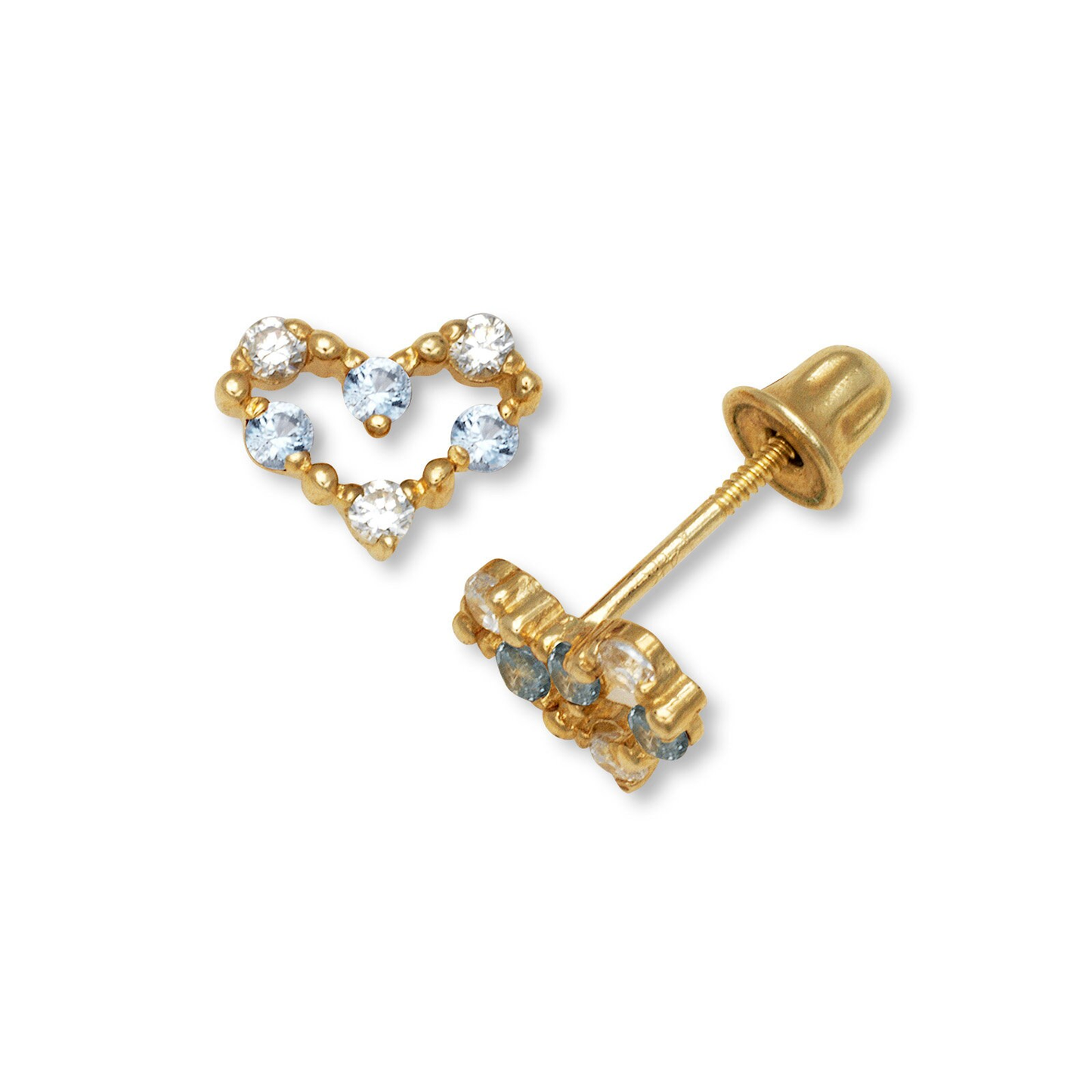 14K Solid Gold Heart Shaped Birthstone Earrings| Garnet | Ruby | Sapphire | Emerald