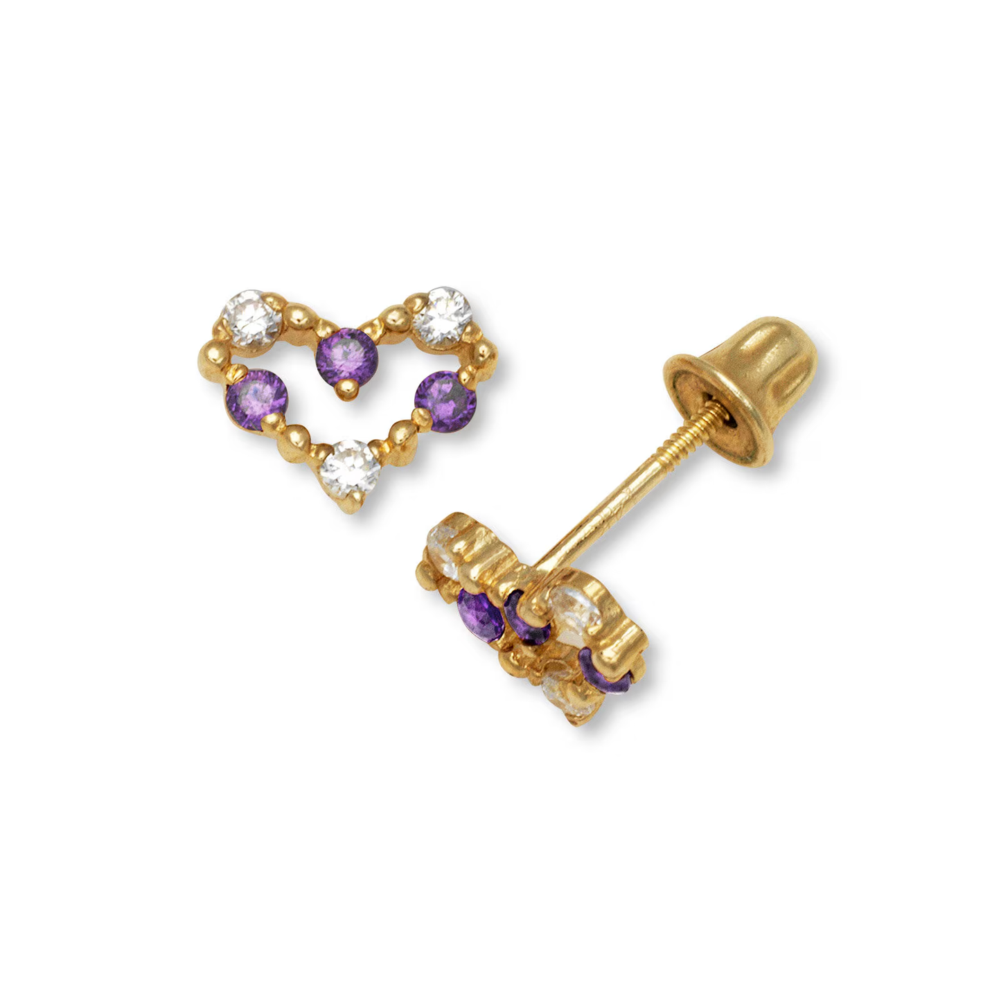 14K Solid Gold Heart Shaped Birthstone Earrings| Garnet | Ruby | Sapphire | Emerald