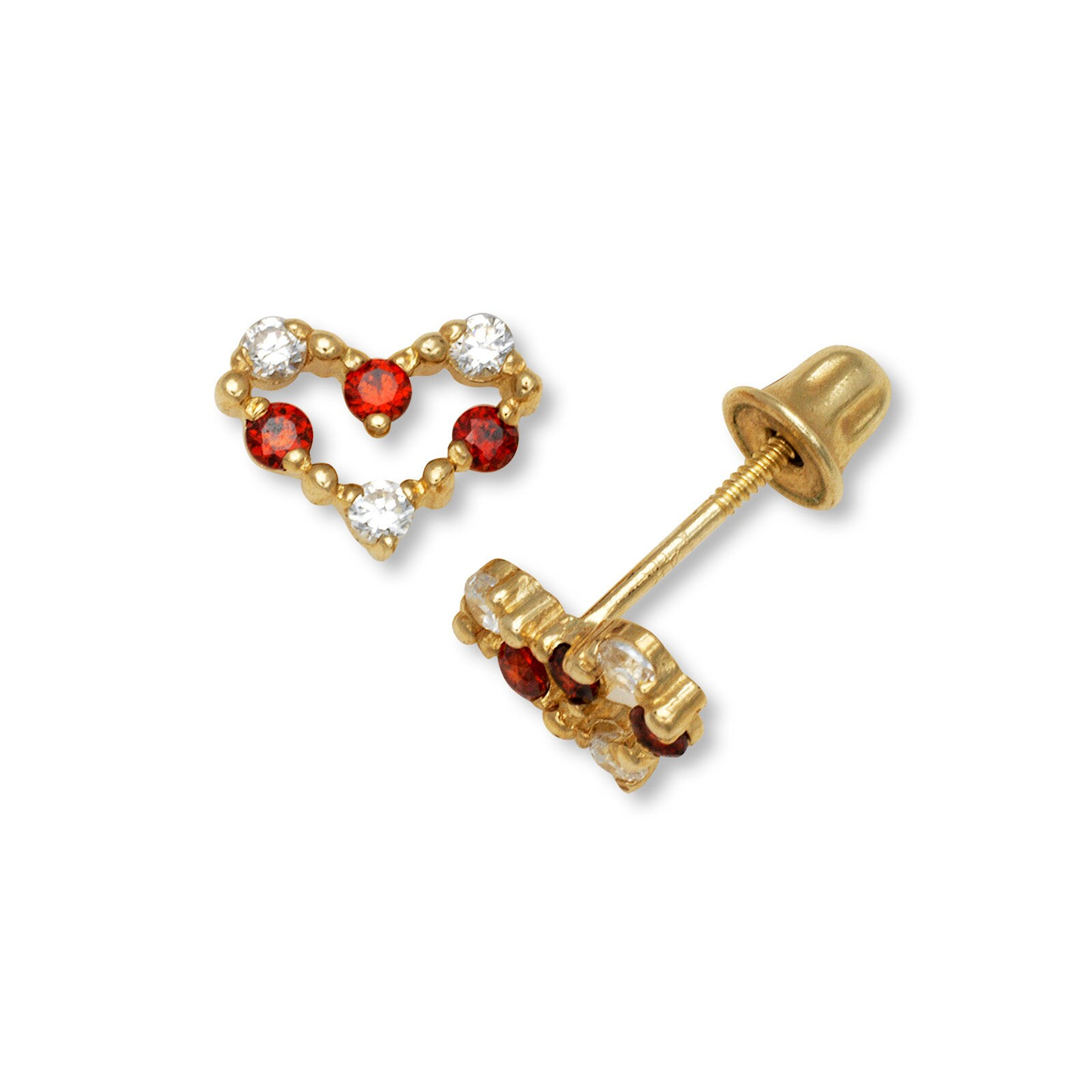 14K Solid Gold Heart Shaped Birthstone Earrings| Garnet | Ruby | Sapphire | Emerald