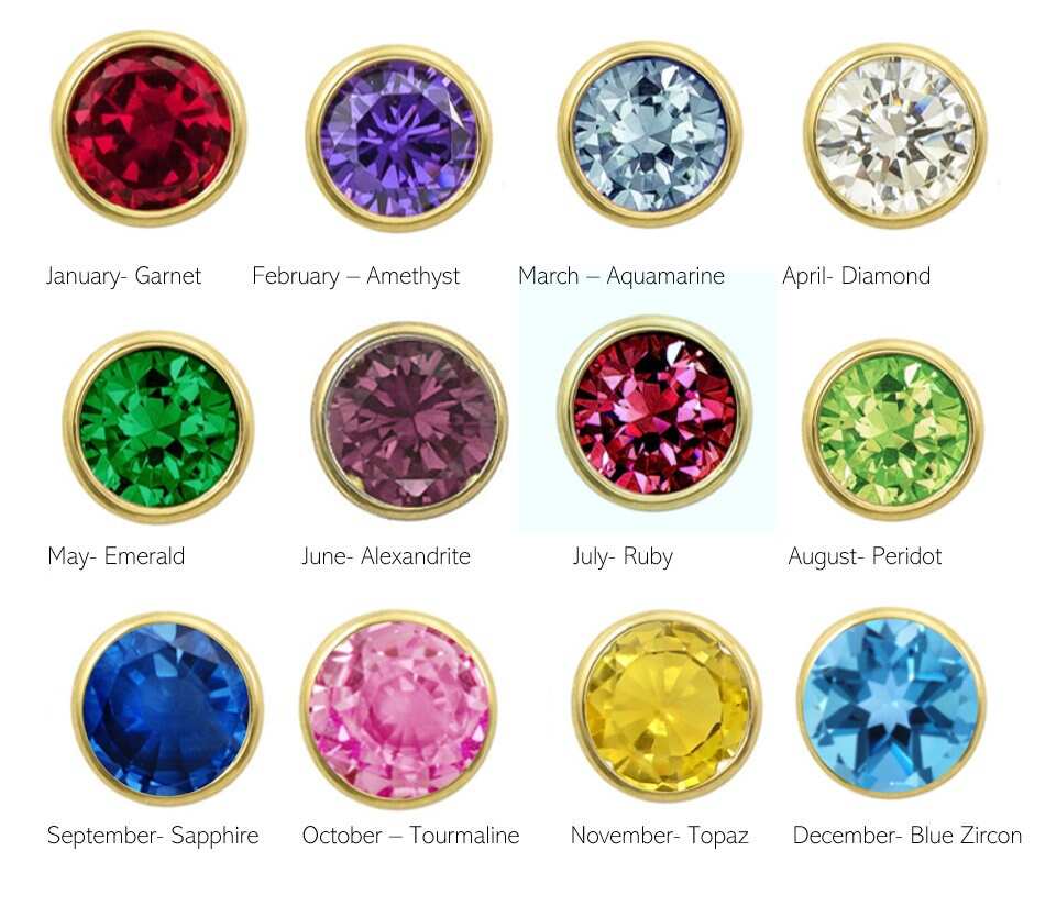 14K Solid Gold Heart Shaped Birthstone Earrings| Garnet | Ruby | Sapphire | Emerald