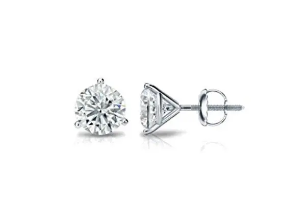 14K Solid Gold Solitaire 3 Prong Heavy Martini CZ Studs