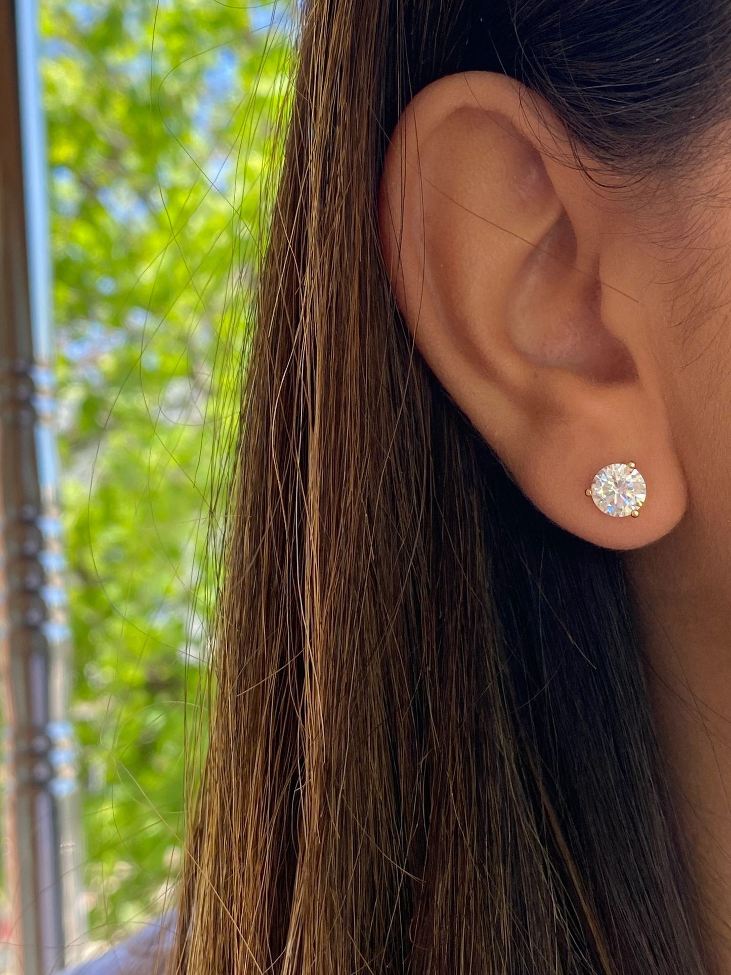 14K Solid Gold Solitaire 3 Prong Heavy Martini CZ Studs