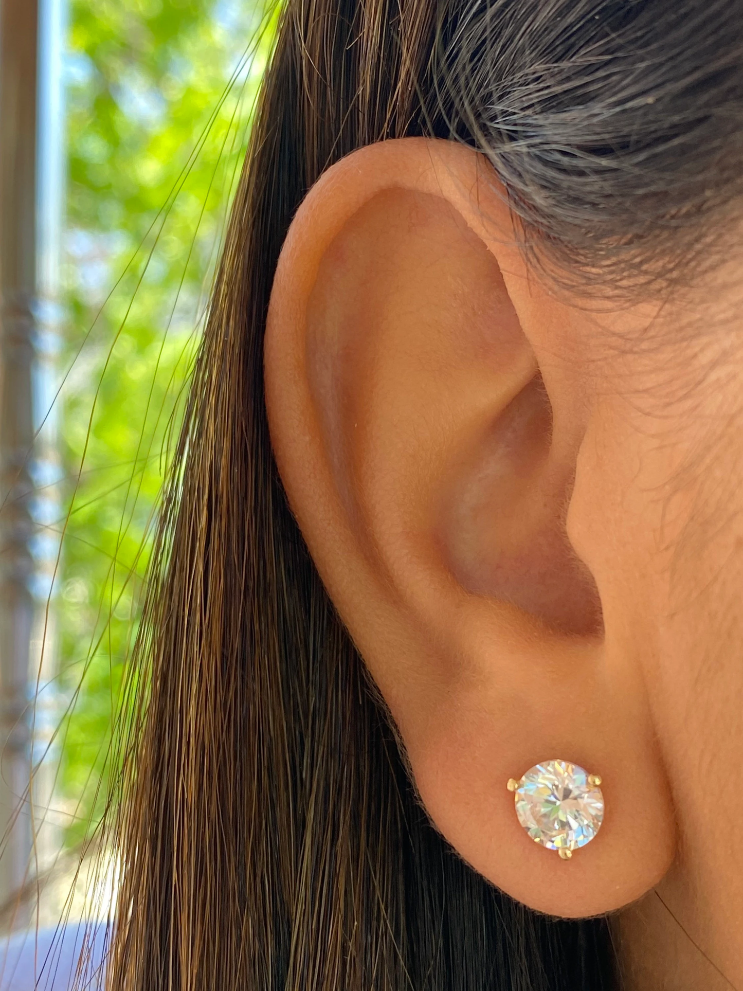 14K Solid Gold Solitaire 3 Prong Heavy Martini CZ Studs