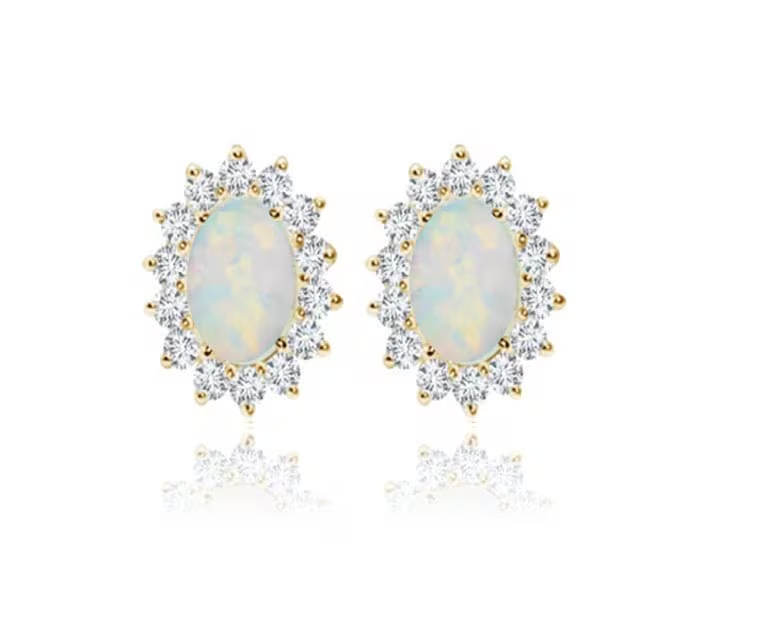 14K Solid Gold Fancy Marquise Opal Flower Screwback Fancy Studs|