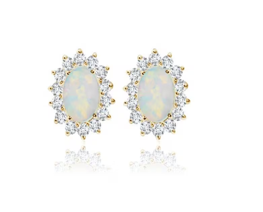 14K Solid Gold Fancy Marquise Opal Flower Screwback Fancy Studs|