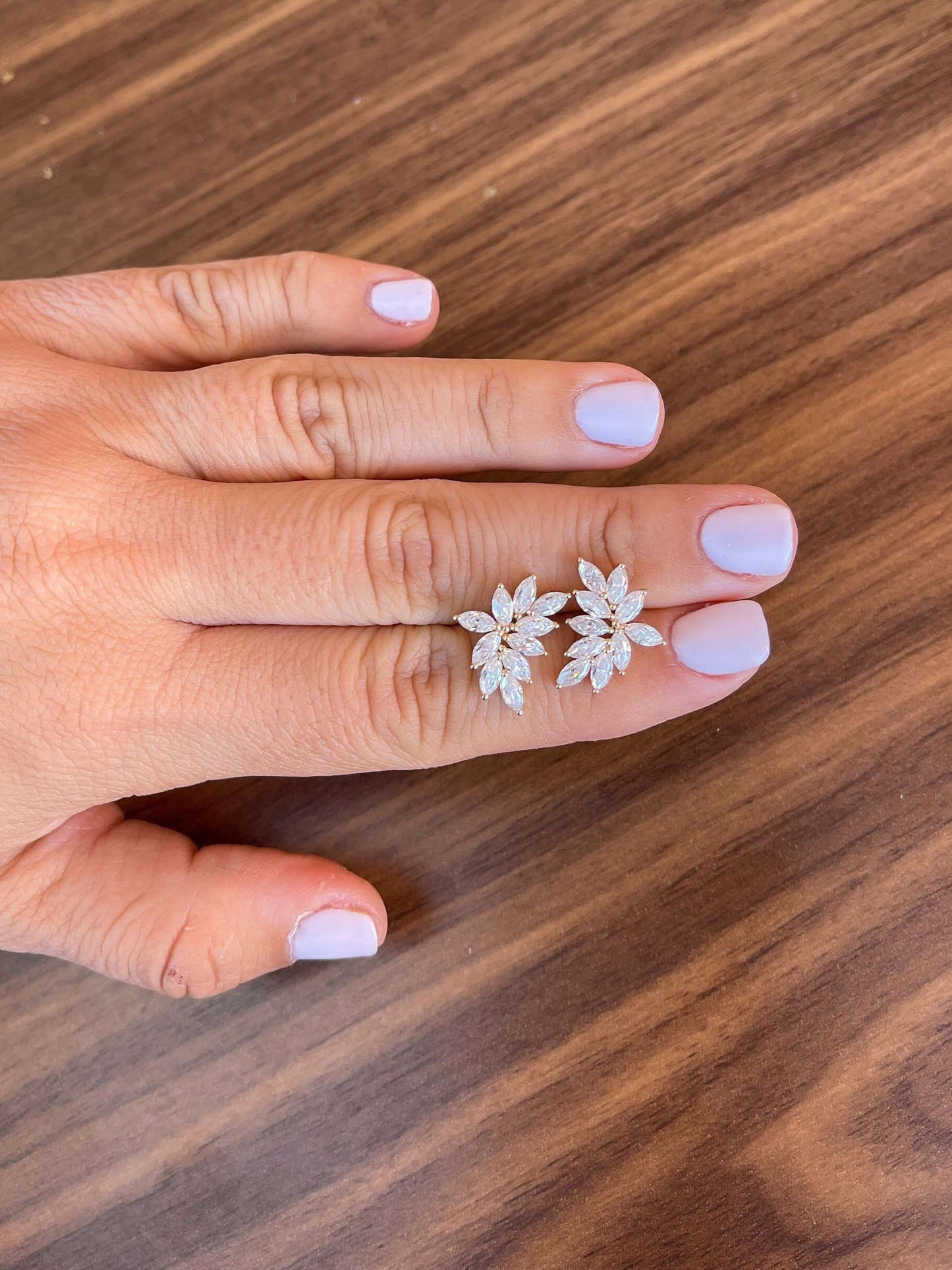 14K Solid Gold Marquise Moissanite Cluster Earrings