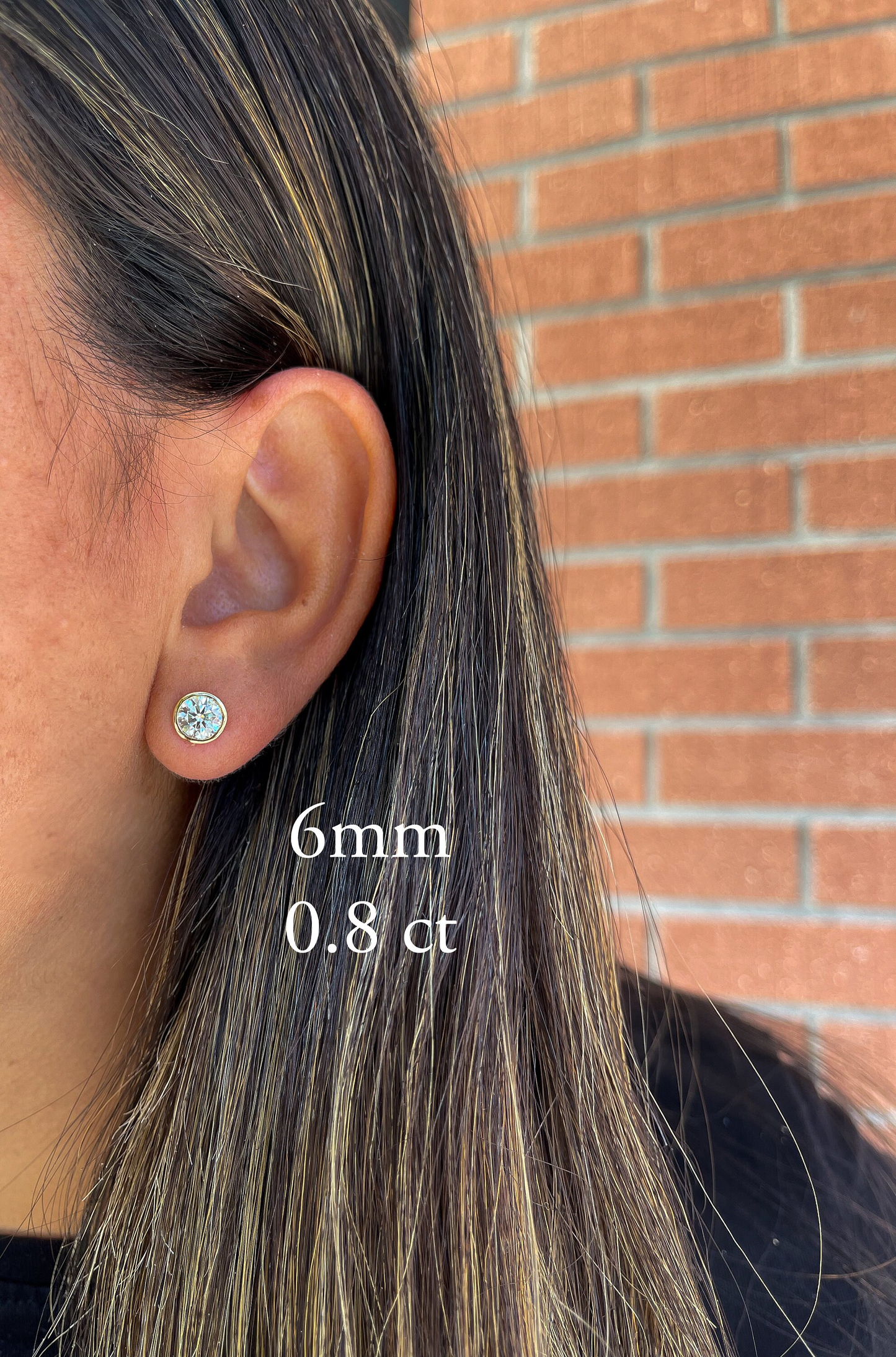 14K Moissanite D Color VVS1 Clarity Martini Round Bezel Set Studs