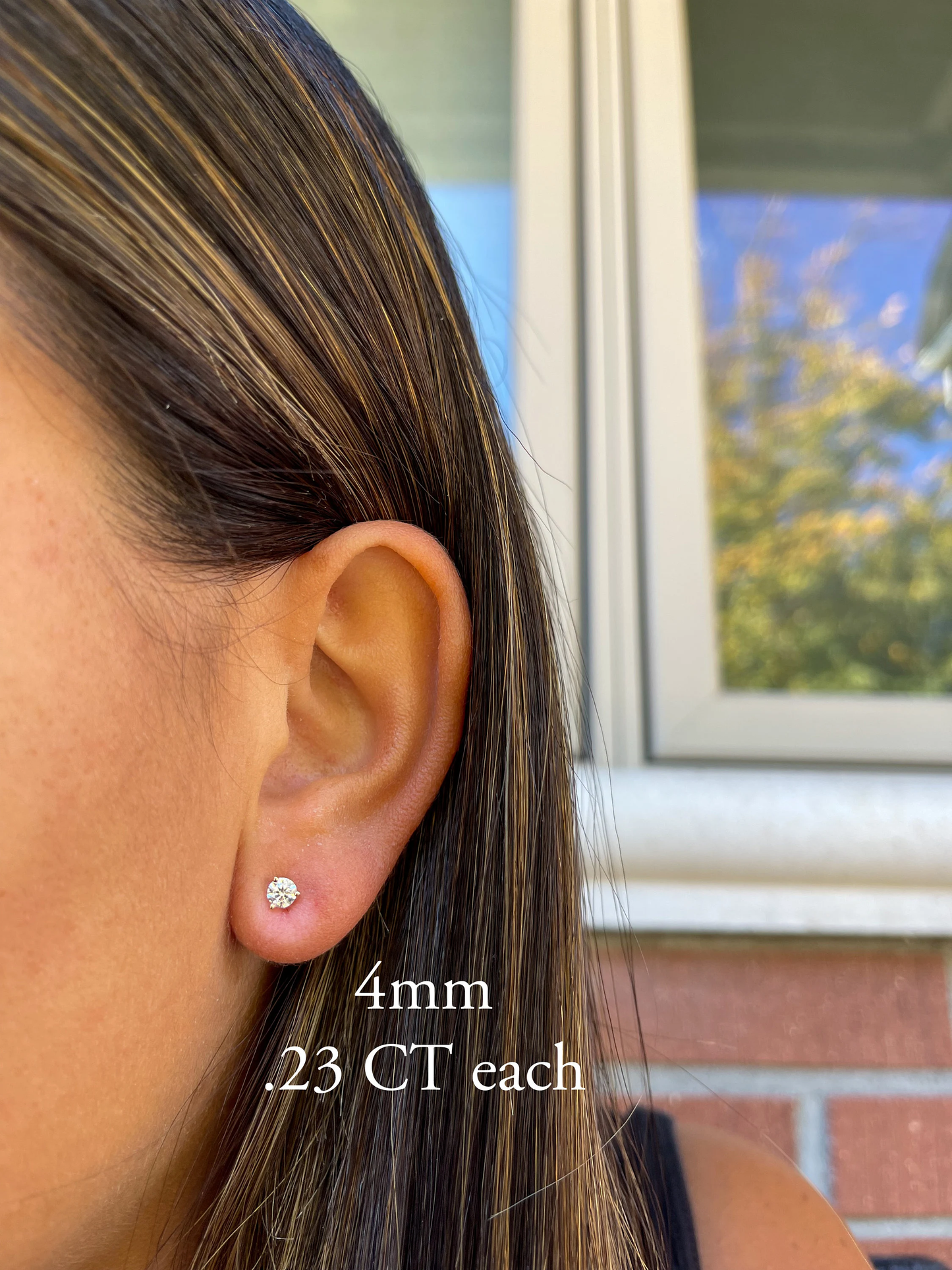 14K Moissanite Martini Pushback Solitaire Stud Earrings | Round Cut Pushback Studs