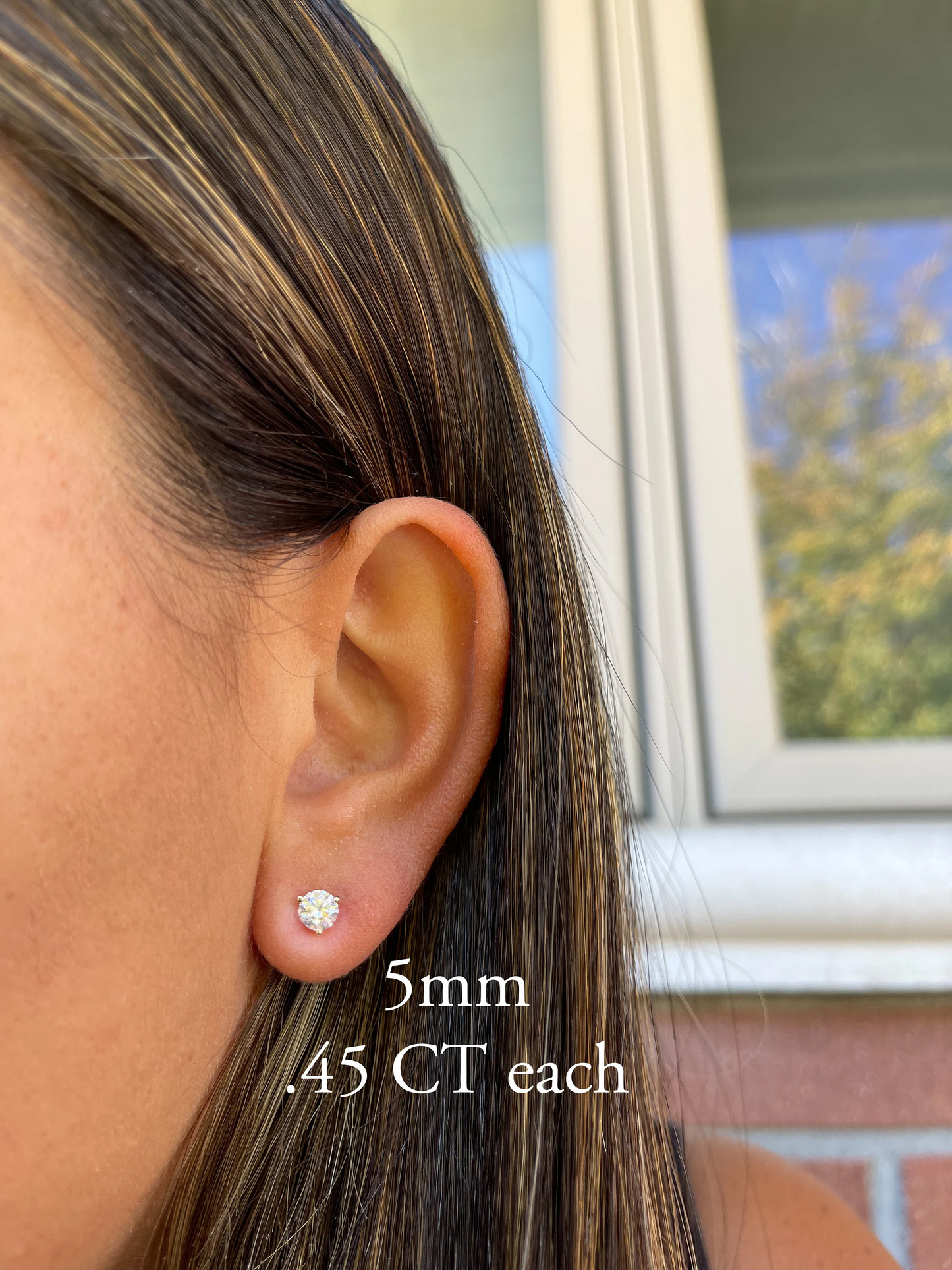 14K Moissanite Martini Pushback Solitaire Stud Earrings | Round Cut Pushback Studs