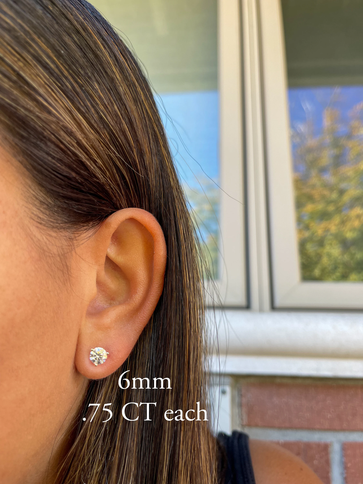 14K Moissanite Martini Pushback Solitaire Stud Earrings | Round Cut Pushback Studs