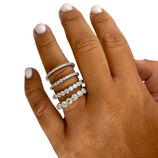 14K Solid Gold Round Cut Moissanite Eternity Bands | DEF Colorless Moissanite Wedding Bands | 14K Wedding Bands | 1.5mm 2mm 3mm 4mm