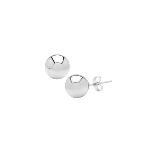 14K Gold Round Ball Push Back Studs| White Gold Ball Studs
