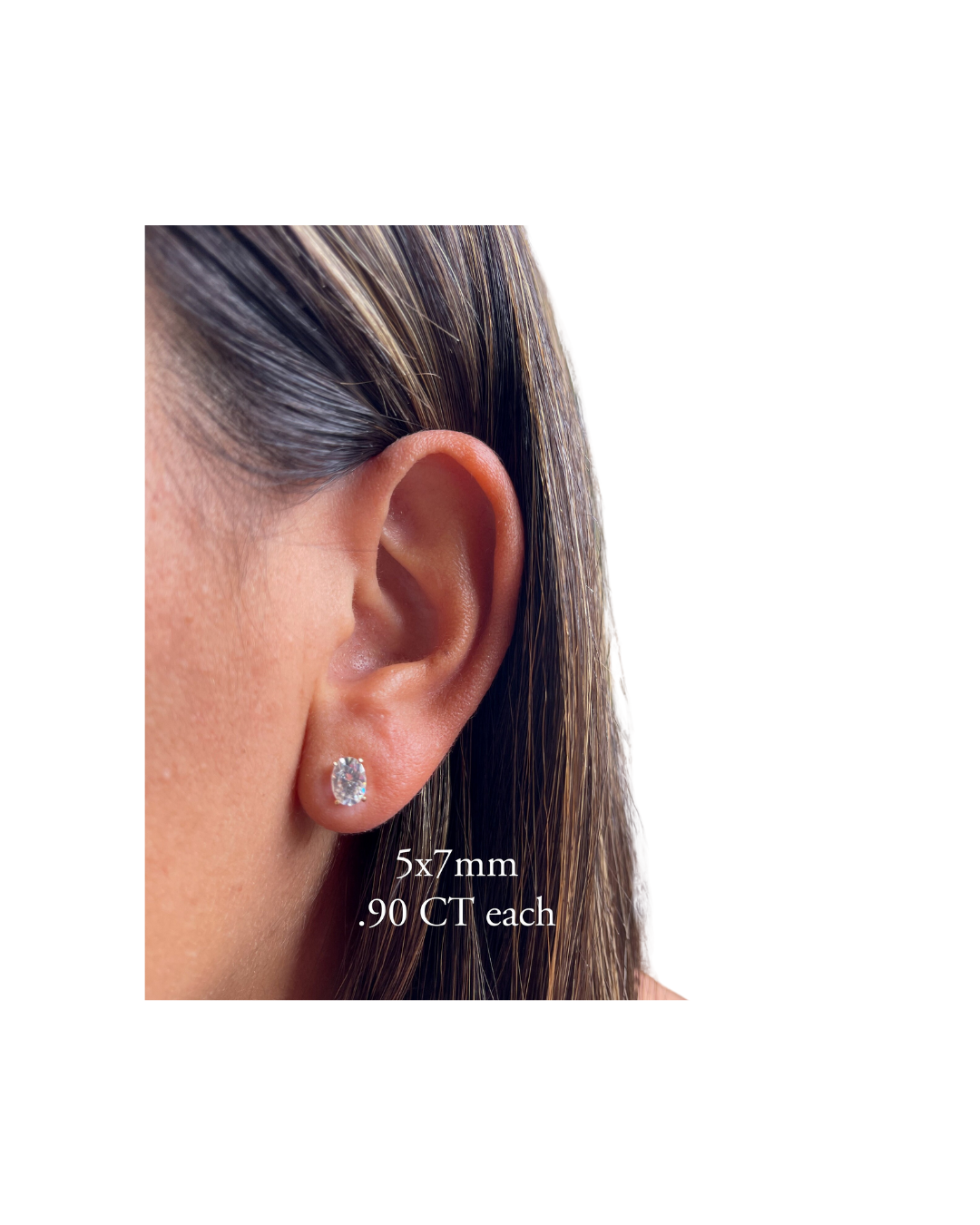 D Color VVS1 Oval Moissanite Studs | Solid Gold Solitaire 4 Prong