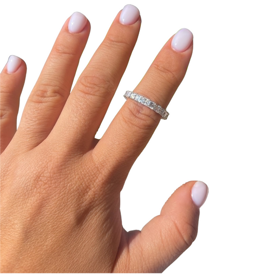 Beautiful 14K Moissanite Princess Cut Full Eternity Band | DEF Colorless Princess Cut Wedding Ring | Stacking | Princess Cut Band